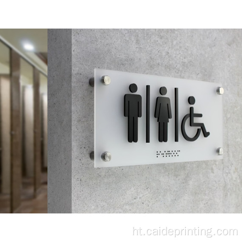 Custom Twalèt Nwa Plak Acrylic Braille Siy